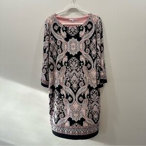 Studio One Women’s Black & Pink Paisley Sheath Dress Size XL